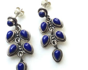 Vintage Sterling Silver Lapis Lazuli Earrings