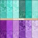 Printable Paper Pack digital scrapbooking paper, Downloadable patterned paper, teal and purple paper pack, digital backgrounds cardstock