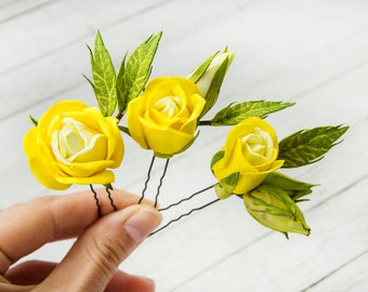 Wedding hairpins Flower hairpins Bridal hairpins Rose Hairpins Bridesmaid hair pins Rustic Wedding Hairpins Bridesmaid hair pins