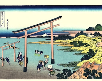 Japanese Ukiyo-e Woodblock print, Katsushika Hokusai, "Bay of Noboto, Thirty-six Views of Mount Fuji"