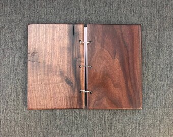 6 X 9 Professional 100% WALNUT Wooden Notebook Journal Portfolio with 3 Binder Rings