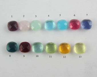 10Pcs Wholesale Lot Semiprecious Gemstones All Color, 10mm Cushion Carving Cut Gemstones Handmade Gemstone