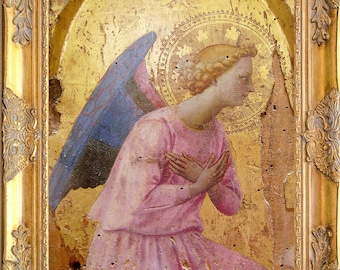 Gorgeous Angel Art Print, Fra Angelico Adoration, Framed, Print on Canvas