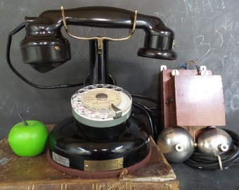 RECONDITIONED 1924 Antique French BCI Paris Telephone. Vintage Desk Rotary Dial Phone