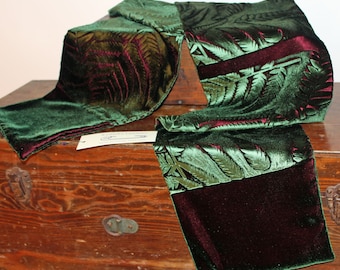 Hand printed embossed velvet scarf botanical fern design
