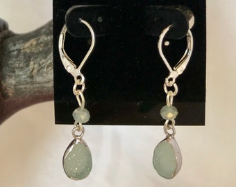 Aquamarine Druzy Earrings