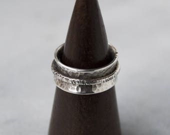 Hammered Meditation Ring in Argentium Silver