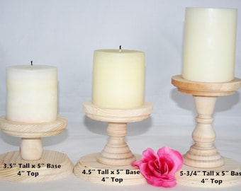 Smaller Unfinished Wooden Pillar Candlestick Holders, Candlestick Holders, Wedding Table Candlestick Holders, Rustic Candlestick Holder