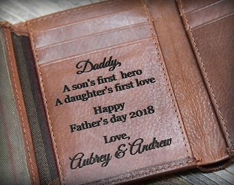 Trifold Mens Wallet - Personalized Mens Wallet - Leather Wallet for Men - RFID Mens Wallet for Him - Gift for Dad - Wallet Toffee 7133