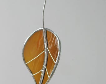 Brown Beech Leaf - Upcycled Stained Glass Suncatcher