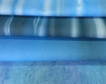 Sea or Water Cotton Fabric Hand Painted