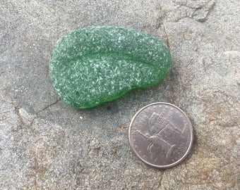 Genuine Beachglass Seaglass, jewelry supplies. Large green chunk!