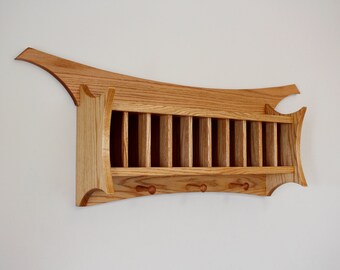 Solid Oak Martial Arts Karate Belt and Trophy display