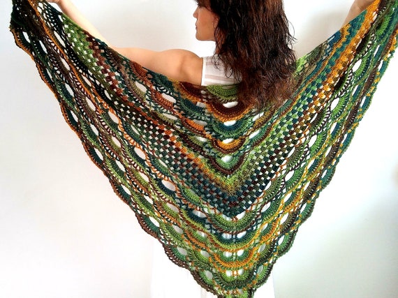 Boho shawl green shawl multicolor shawl green wrap green