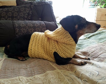 Hooded Dog Dachshund Pull Over Sweater Crochet Pattern Instructions PDF