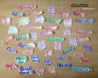 Washi Sticker of Quotes 88 pcs, Sticker pack, Flake Stickers, Sticker seal, cute sticker, die cut stickers