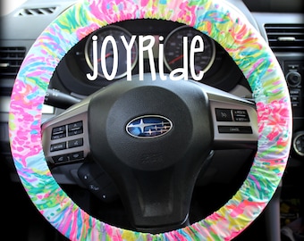 Steering Wheel Cover Lilly Pulitzer Multi Fan Sea Pants Fabric Fully Lined With Grip Tight Designer