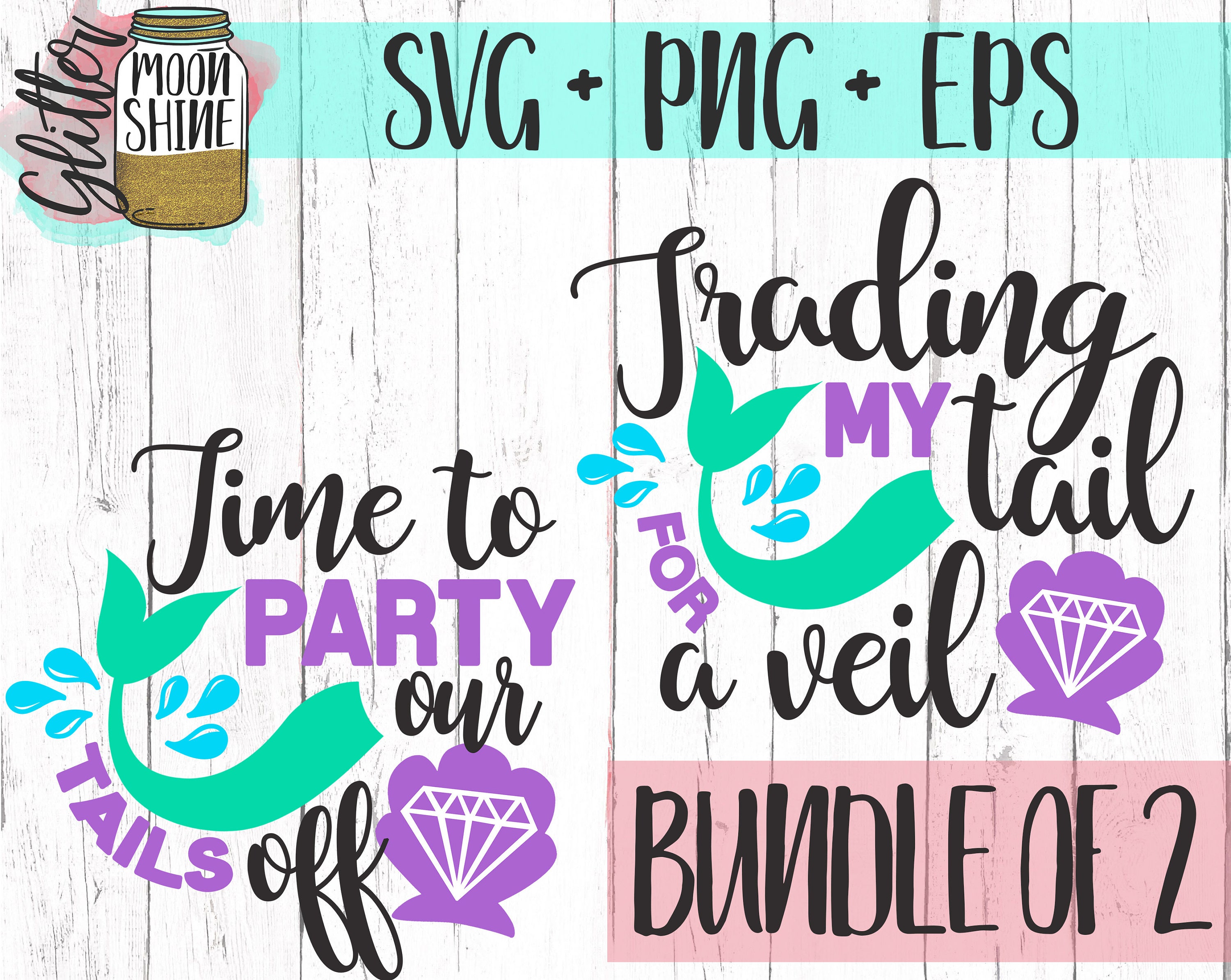 Download Mermaid Engagement Bundle svg eps png Files for Cutting