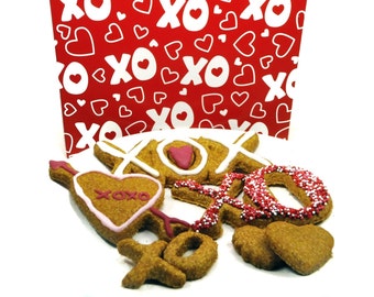 Gourmet Dog Treats -Love and Kisses Valentine's Day Basket - Dog Treats Organic All Natural Gourmet Vegetarian - Shorty's Gourmet Treats