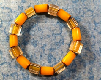 Cane Glass Stretch Bracelet - Yellow