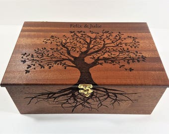 Personalized Tree of Life Memory Box 12x8x4, Custom Hand Made Wood Storage Box, Personalized Memory Box, Personalized Keep Sake Box,