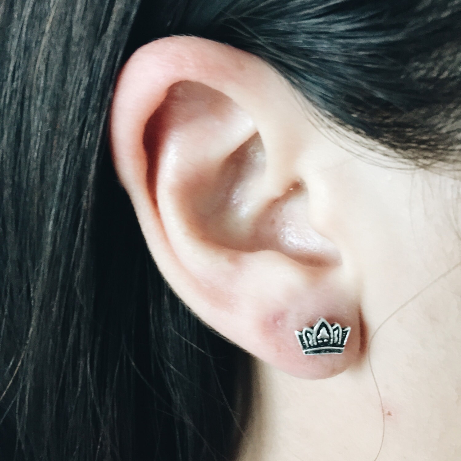 Crown ear studs Sterling silver tiara earrings Silver crown