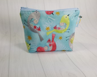 Believe You Can Birds Zipper Notions Pouch, Mini Zippered Wedge Bag, Craft Pouch NP0051