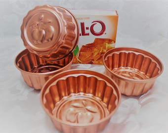 Copper Molds - Jello Molds - Apple Design - Set of Four