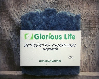 Natural Soap, ACTIVATED CHARCOAL Soap - 1 bar (2.2oz./63g) - Detox Soap, Vegan Soap, Handmade Soap, Facial Soap, Black Soap, Unscented Soap
