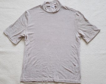Champagne Ribbed Mock Neck Top 90's
