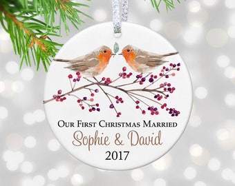 Just Married Ornament Wedding Ornament First Christmas Married Ornament Wedding Gift for Newlywed Ornament Wedding Car Ornaments