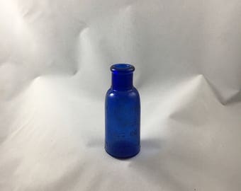vintage medicine bottle, bottle, Bromo seltzer bottle, Colbat blue glass,Emerson Druc Co,19th Century Cobalt Ice Blue Glass Bottle,free ship