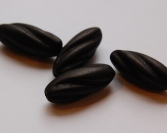 Vintage Matte Black Lucite Twist Beads 30mm bds800