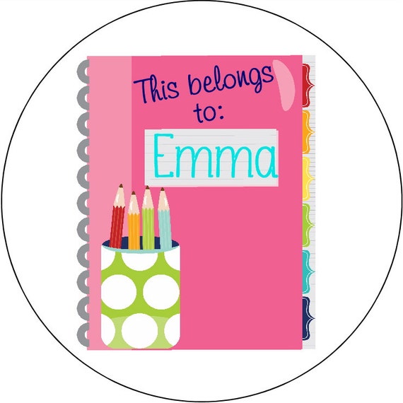 items-similar-to-school-supplies-labels-bright-preppy-notebook-with