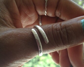Silver Thumb Ring Hammered Wraparound Ring UK Shop Birthday Gift Mothers Day Gift