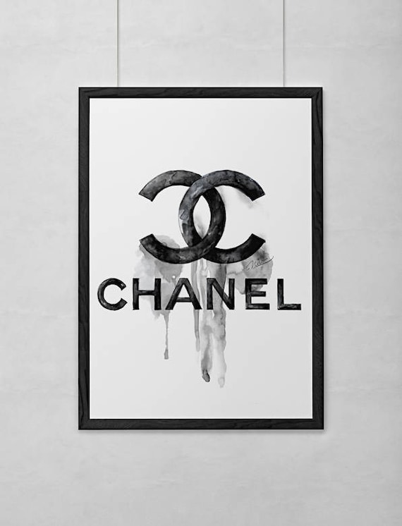 Chanel Logo Watercolor Illustration Archival Art Print Fashion