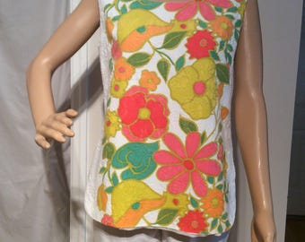 Flower Power Print Sleeveless Blouse