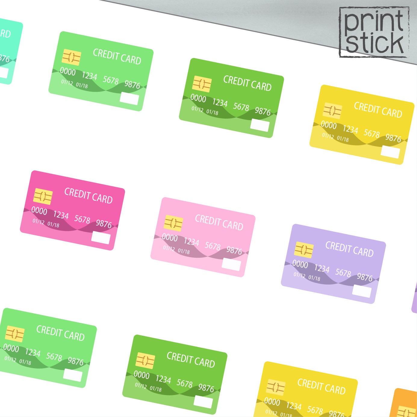 Credit Card Stickers Printable JPG Sheet Fits Erin Condren Life