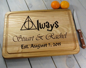 Personalized Cutting Board Wedding Gift Always Harry Potter Cutting Board Custom Engraved Cutting Board Bridal Shower Anniversary Gift