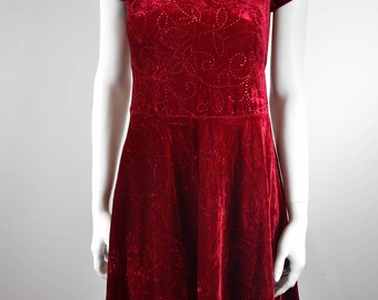Vintage 90s Red Velvet Skater Dress