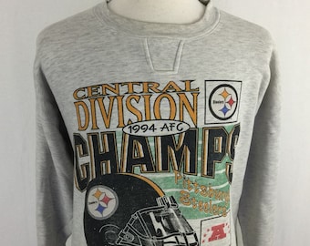 Vintage 90s Pittsburgh Steelers 1994 AFC Champions Starter Gray Pull Over Size XL