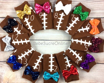 Sequin Bow Football Leg Warmers
