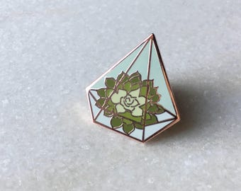 Terrarium w/ Succulents Hard Enamel Pin, Cloisonné, Lapel Pin, Flair, Brooch, Collar Pin, Hat Pin