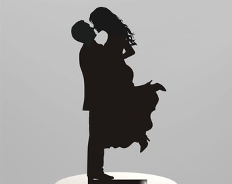 Wedding Cake Topper Silhouette Couple Sr & Sra