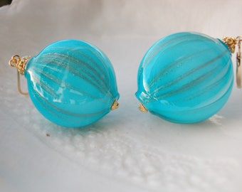 Murano Blue Blown Glass Earrings