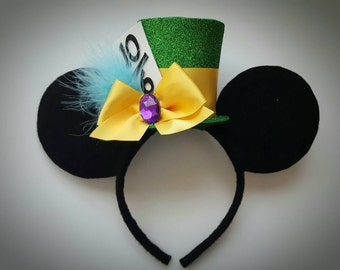 Mad Hatter Alice in Wonderland inspired Minnie Mouse Ears Headband