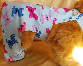 Pink and Blue Overalls for Dogs