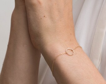 Dainty Open Circle Charm Bracelet, Delicate Karma Bracelet, Layering Bracelet • Karma Circle, 14k Gold Fill, Sterling, Rose Gold • LB132_11