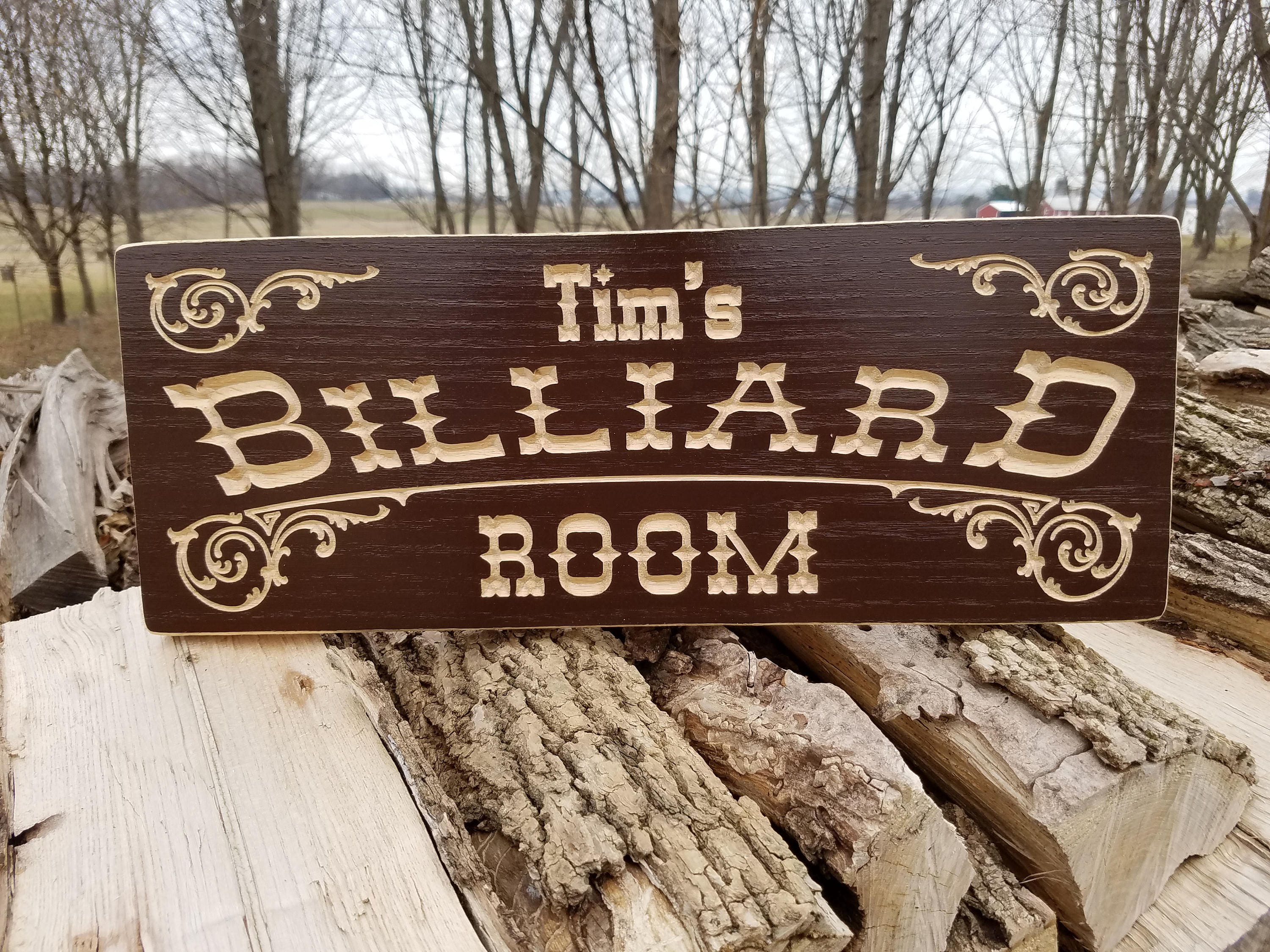 Personalized Billiard Game Room Saloon Sign Man Cave Sign Pool