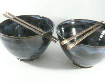 Pho Bowl Noodle Bowl with Chopsticks Large Chopstick Bowl, Holds 42 oz pottery and ceramics Miso Soup Bowls Ramen Bowl Rice Bowl